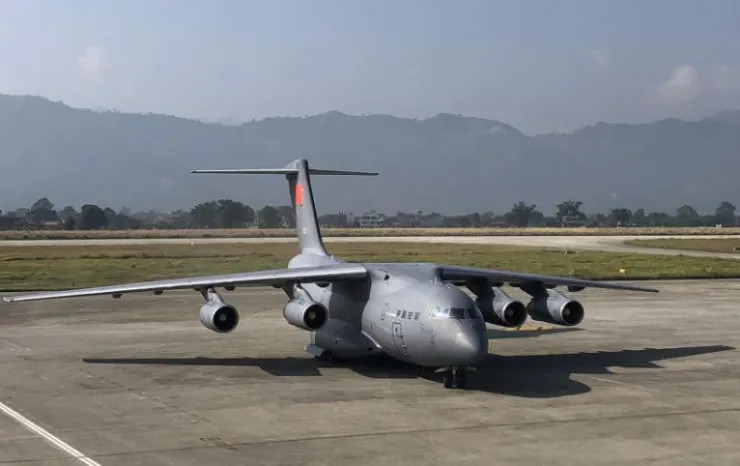 Two planes of the Chinese army landed in Pokhara with support materials